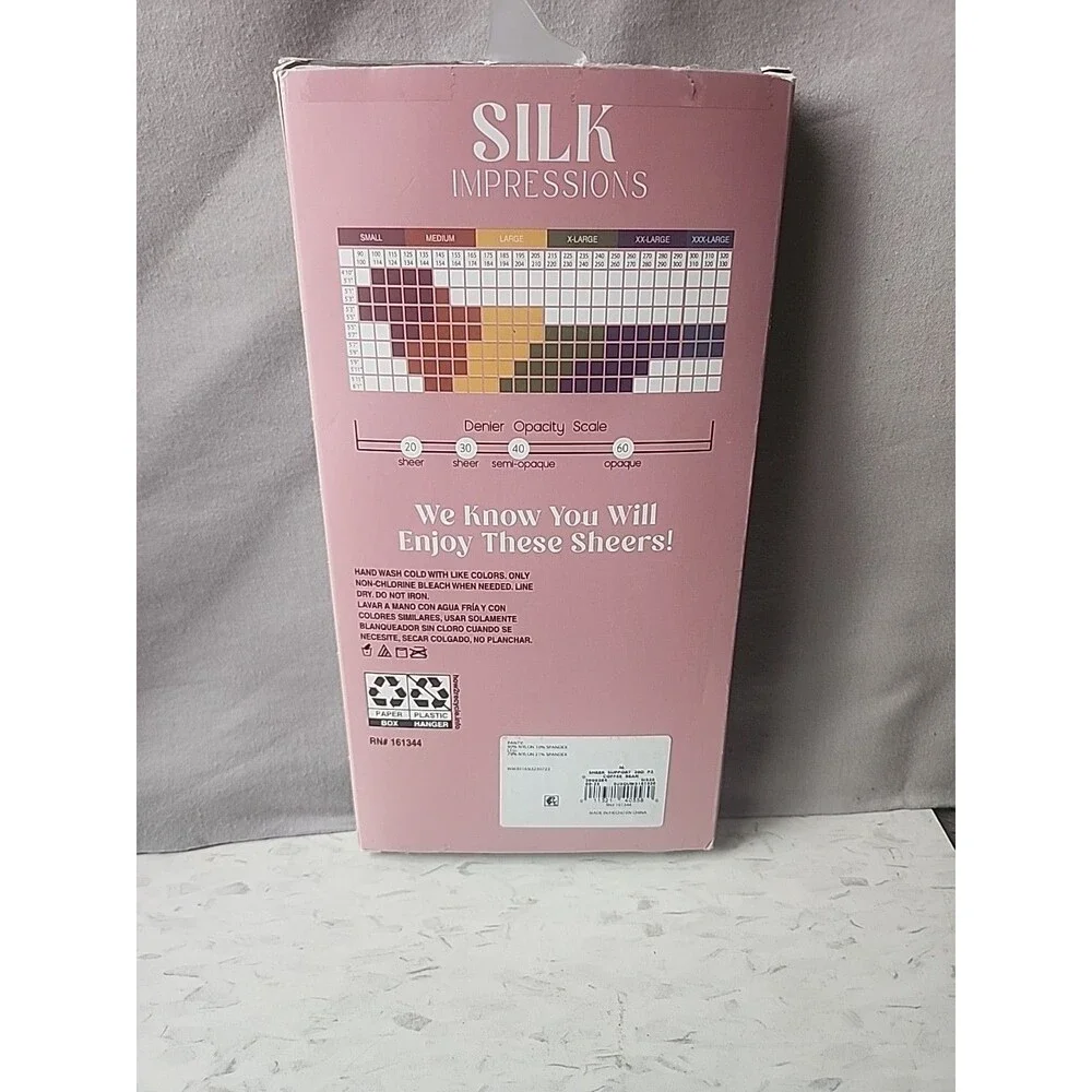 Silk Impressions Pantyhose 2 Pack M Coffee Bean 30 Denier Medium Support Sheer